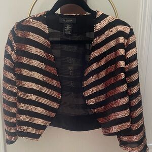 MM Couture Black Cropped Blazer with Rose Gold Sequin Stripes